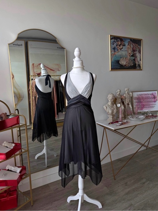 le chateau Dresses & Skirts - Vintage Le Château Asymmetrical Chiffon Halter Dress – Size Small